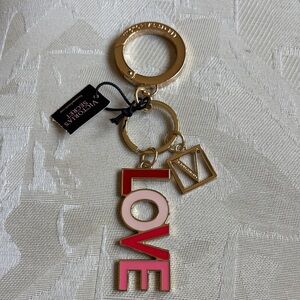 Victoria's Secret Pink and Golden enamel LOVE Key Holder chain bag charm NWT